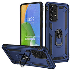 Silikon Hülle Handyhülle und Kunststoff Schutzhülle Hartschalen Tasche mit Magnetisch Fingerring Ständer MQ3 für Samsung Galaxy A73 5G Blau