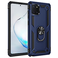 Silikon Hülle Handyhülle und Kunststoff Schutzhülle Hartschalen Tasche mit Magnetisch Fingerring Ständer MQ3 für Samsung Galaxy A81 Blau