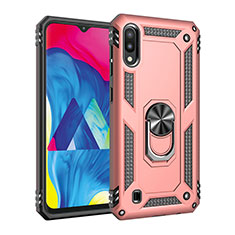 Silikon Hülle Handyhülle und Kunststoff Schutzhülle Hartschalen Tasche mit Magnetisch Fingerring Ständer MQ3 für Samsung Galaxy M10 Rosegold