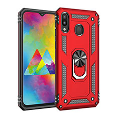 Silikon Hülle Handyhülle und Kunststoff Schutzhülle Hartschalen Tasche mit Magnetisch Fingerring Ständer MQ3 für Samsung Galaxy M20 Rot