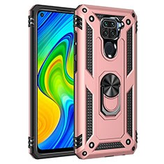 Silikon Hülle Handyhülle und Kunststoff Schutzhülle Hartschalen Tasche mit Magnetisch Fingerring Ständer MQ3 für Xiaomi Redmi 10X 4G Rosegold