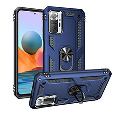 Silikon Hülle Handyhülle und Kunststoff Schutzhülle Hartschalen Tasche mit Magnetisch Fingerring Ständer MQ3 für Xiaomi Redmi Note 10 Pro Max Blau