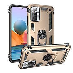 Silikon Hülle Handyhülle und Kunststoff Schutzhülle Hartschalen Tasche mit Magnetisch Fingerring Ständer MQ3 für Xiaomi Redmi Note 10 Pro Max Gold