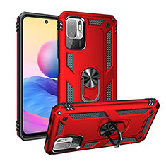 Silikon Hülle Handyhülle und Kunststoff Schutzhülle Hartschalen Tasche mit Magnetisch Fingerring Ständer MQ3 für Xiaomi Redmi Note 11 SE 5G Rot