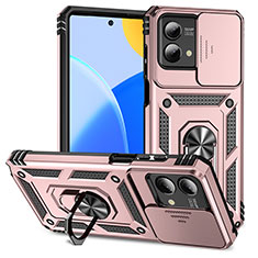 Silikon Hülle Handyhülle und Kunststoff Schutzhülle Hartschalen Tasche mit Magnetisch Fingerring Ständer MQ4 für Motorola Moto G Stylus (2023) 4G Rosegold