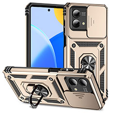 Silikon Hülle Handyhülle und Kunststoff Schutzhülle Hartschalen Tasche mit Magnetisch Fingerring Ständer MQ4 für Motorola Moto G Stylus (2023) 5G Gold