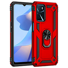 Silikon Hülle Handyhülle und Kunststoff Schutzhülle Hartschalen Tasche mit Magnetisch Fingerring Ständer MQ4 für Oppo A16s Rot