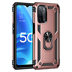 Silikon Hülle Handyhülle und Kunststoff Schutzhülle Hartschalen Tasche mit Magnetisch Fingerring Ständer MQ4 für Oppo A56 5G Rosegold