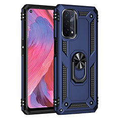 Silikon Hülle Handyhülle und Kunststoff Schutzhülle Hartschalen Tasche mit Magnetisch Fingerring Ständer MQ4 für Oppo A74 5G Blau