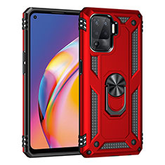 Silikon Hülle Handyhülle und Kunststoff Schutzhülle Hartschalen Tasche mit Magnetisch Fingerring Ständer MQ4 für Oppo A94 4G Rot