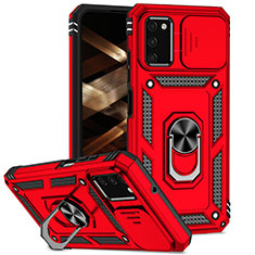 Silikon Hülle Handyhülle und Kunststoff Schutzhülle Hartschalen Tasche mit Magnetisch Fingerring Ständer MQ6 für Samsung Galaxy A02s Rot