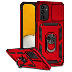 Silikon Hülle Handyhülle und Kunststoff Schutzhülle Hartschalen Tasche mit Magnetisch Fingerring Ständer MQ6 für Samsung Galaxy A13 5G Rot