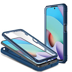 Silikon Hülle Handyhülle und Kunststoff Schutzhülle Hartschalen Tasche mit Magnetisch Fingerring Ständer MQ6 für Xiaomi Redmi 10 (2022) Blau