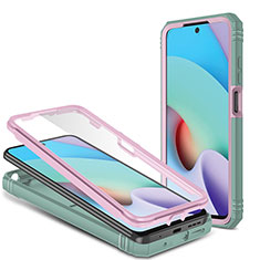 Silikon Hülle Handyhülle und Kunststoff Schutzhülle Hartschalen Tasche mit Magnetisch Fingerring Ständer MQ6 für Xiaomi Redmi Note 11 4G (2021) Pink
