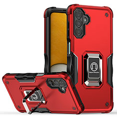 Silikon Hülle Handyhülle und Kunststoff Schutzhülle Hartschalen Tasche mit Magnetisch Fingerring Ständer QW1 für Samsung Galaxy A04s Rot