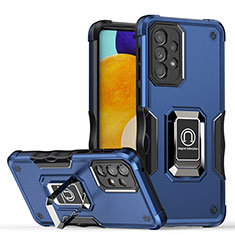 Silikon Hülle Handyhülle und Kunststoff Schutzhülle Hartschalen Tasche mit Magnetisch Fingerring Ständer QW1 für Samsung Galaxy A33 5G Blau