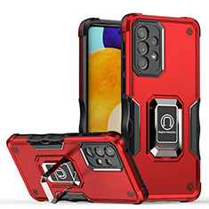 Silikon Hülle Handyhülle und Kunststoff Schutzhülle Hartschalen Tasche mit Magnetisch Fingerring Ständer QW1 für Samsung Galaxy A33 5G Rot