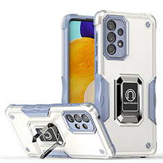 Silikon Hülle Handyhülle und Kunststoff Schutzhülle Hartschalen Tasche mit Magnetisch Fingerring Ständer QW1 für Samsung Galaxy A33 5G Weiß