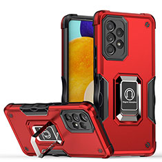 Silikon Hülle Handyhülle und Kunststoff Schutzhülle Hartschalen Tasche mit Magnetisch Fingerring Ständer QW1 für Samsung Galaxy A53 5G Rot