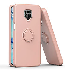 Silikon Hülle Handyhülle und Kunststoff Schutzhülle Hartschalen Tasche mit Magnetisch Fingerring Ständer QW1 für Xiaomi Poco M2 Pro Rosegold