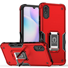 Silikon Hülle Handyhülle und Kunststoff Schutzhülle Hartschalen Tasche mit Magnetisch Fingerring Ständer QW1 für Xiaomi Redmi 9A Rot