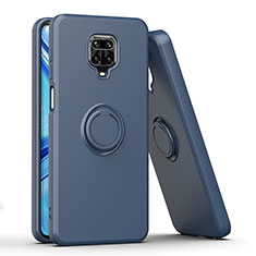 Silikon Hülle Handyhülle und Kunststoff Schutzhülle Hartschalen Tasche mit Magnetisch Fingerring Ständer QW1 für Xiaomi Redmi Note 9S Blau