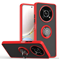 Silikon Hülle Handyhülle und Kunststoff Schutzhülle Hartschalen Tasche mit Magnetisch Fingerring Ständer QW2 für Huawei Honor Magic4 Lite 5G Rot