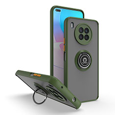 Silikon Hülle Handyhülle und Kunststoff Schutzhülle Hartschalen Tasche mit Magnetisch Fingerring Ständer QW2 für Huawei Nova 8i Armee-Grün