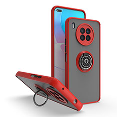 Silikon Hülle Handyhülle und Kunststoff Schutzhülle Hartschalen Tasche mit Magnetisch Fingerring Ständer QW2 für Huawei Nova 8i Rot