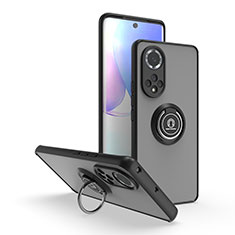 Silikon Hülle Handyhülle und Kunststoff Schutzhülle Hartschalen Tasche mit Magnetisch Fingerring Ständer QW2 für Huawei Nova 9 Schwarz