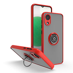 Silikon Hülle Handyhülle und Kunststoff Schutzhülle Hartschalen Tasche mit Magnetisch Fingerring Ständer QW2 für Samsung Galaxy A03 Core Rot
