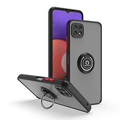 Silikon Hülle Handyhülle und Kunststoff Schutzhülle Hartschalen Tasche mit Magnetisch Fingerring Ständer QW2 für Samsung Galaxy A22 5G Rot und Schwarz