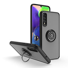 Silikon Hülle Handyhülle und Kunststoff Schutzhülle Hartschalen Tasche mit Magnetisch Fingerring Ständer QW2 für Samsung Galaxy A70S Schwarz