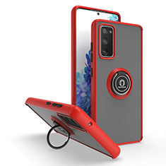 Silikon Hülle Handyhülle und Kunststoff Schutzhülle Hartschalen Tasche mit Magnetisch Fingerring Ständer QW2 für Samsung Galaxy S20 FE (2022) 5G Rot