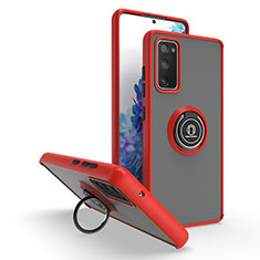 Silikon Hülle Handyhülle und Kunststoff Schutzhülle Hartschalen Tasche mit Magnetisch Fingerring Ständer QW2 für Samsung Galaxy S20 FE 5G Rot