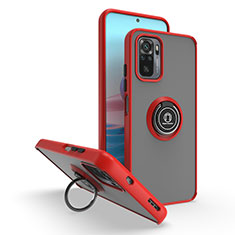 Silikon Hülle Handyhülle und Kunststoff Schutzhülle Hartschalen Tasche mit Magnetisch Fingerring Ständer QW2 für Xiaomi Poco M5S Rot