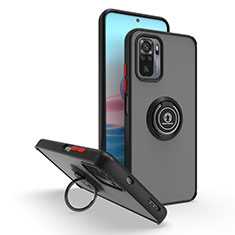 Silikon Hülle Handyhülle und Kunststoff Schutzhülle Hartschalen Tasche mit Magnetisch Fingerring Ständer QW2 für Xiaomi Poco M5S Rot und Schwarz