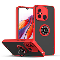 Silikon Hülle Handyhülle und Kunststoff Schutzhülle Hartschalen Tasche mit Magnetisch Fingerring Ständer QW2 für Xiaomi Redmi 11A 4G Rot