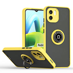 Silikon Hülle Handyhülle und Kunststoff Schutzhülle Hartschalen Tasche mit Magnetisch Fingerring Ständer QW2 für Xiaomi Redmi A1 Gelb