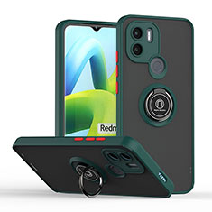 Silikon Hülle Handyhülle und Kunststoff Schutzhülle Hartschalen Tasche mit Magnetisch Fingerring Ständer QW2 für Xiaomi Redmi A1 Plus Nachtgrün