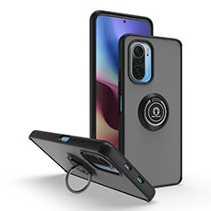 Silikon Hülle Handyhülle und Kunststoff Schutzhülle Hartschalen Tasche mit Magnetisch Fingerring Ständer QW2 für Xiaomi Redmi K40 Pro 5G Schwarz