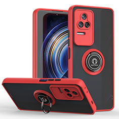 Silikon Hülle Handyhülle und Kunststoff Schutzhülle Hartschalen Tasche mit Magnetisch Fingerring Ständer QW2 für Xiaomi Redmi K50 Pro 5G Rot