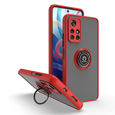 Silikon Hülle Handyhülle und Kunststoff Schutzhülle Hartschalen Tasche mit Magnetisch Fingerring Ständer QW2 für Xiaomi Redmi Note 11 5G Rot
