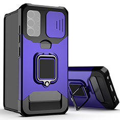 Silikon Hülle Handyhülle und Kunststoff Schutzhülle Hartschalen Tasche mit Magnetisch Fingerring Ständer QW3 für Samsung Galaxy A32 4G Violett