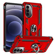 Silikon Hülle Handyhülle und Kunststoff Schutzhülle Hartschalen Tasche mit Magnetisch Fingerring Ständer S01 für Motorola Moto Edge (2022) 5G Rot