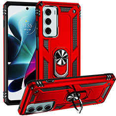 Silikon Hülle Handyhülle und Kunststoff Schutzhülle Hartschalen Tasche mit Magnetisch Fingerring Ständer S01 für Motorola Moto Edge S30 5G Rot