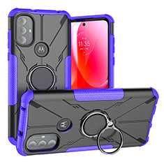 Silikon Hülle Handyhülle und Kunststoff Schutzhülle Hartschalen Tasche mit Magnetisch Fingerring Ständer S02 für Motorola Moto G Power (2022) Violett