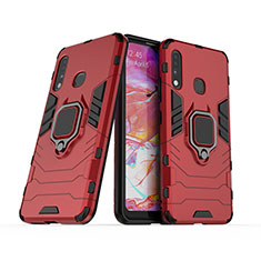 Silikon Hülle Handyhülle und Kunststoff Schutzhülle Hartschalen Tasche mit Magnetisch Fingerring Ständer S02 für Samsung Galaxy A70E Rot