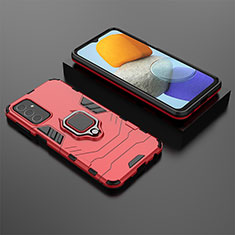 Silikon Hülle Handyhülle und Kunststoff Schutzhülle Hartschalen Tasche mit Magnetisch Fingerring Ständer S02 für Samsung Galaxy F23 5G Rot