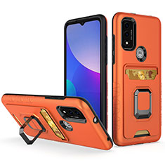 Silikon Hülle Handyhülle und Kunststoff Schutzhülle Hartschalen Tasche mit Magnetisch Fingerring Ständer S03 für Motorola Moto G Pure Orange